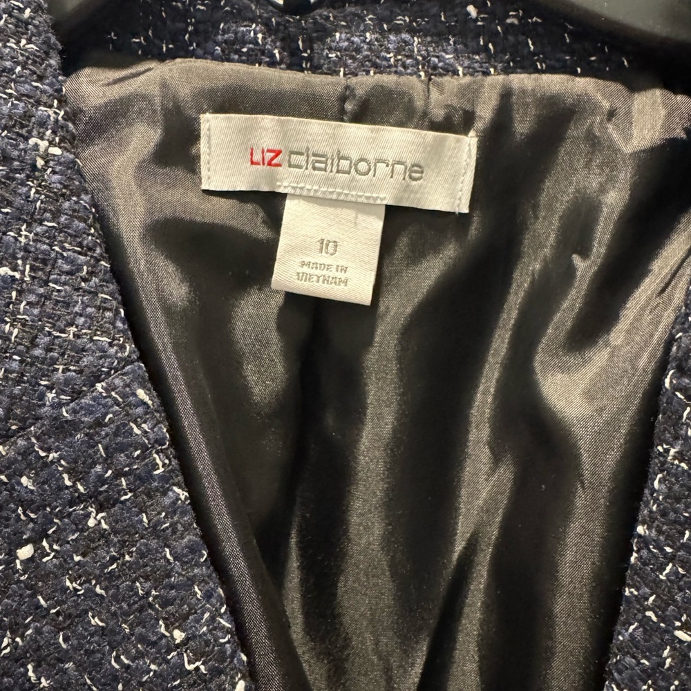 Liz Claiborne Dark Blue Tweed Blazer - Picture 2 of 3